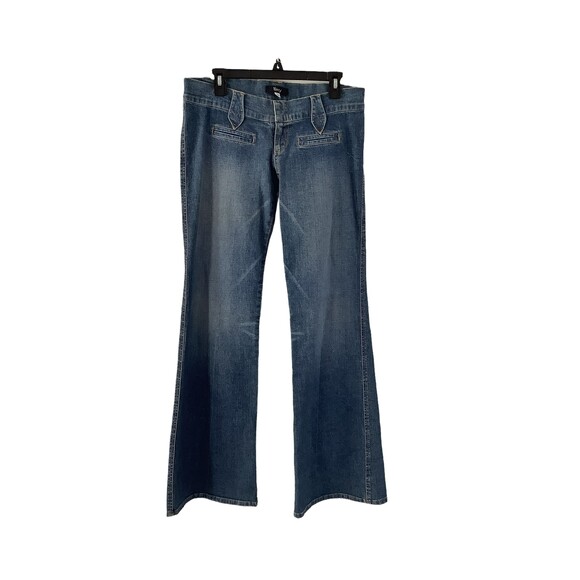 Sky Flare Bell Bottom Denim Jeans Boho 70s Heart Detail Low Rise Jeans Size 10 - Picture 1 of 2